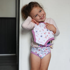 BIG ELEPHANT child wearing floral series underwear easing big-kid transition