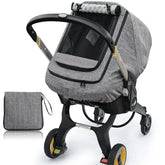 BigHippo waterproof baby car seat cover in gray melange front view offers all-weather protection.