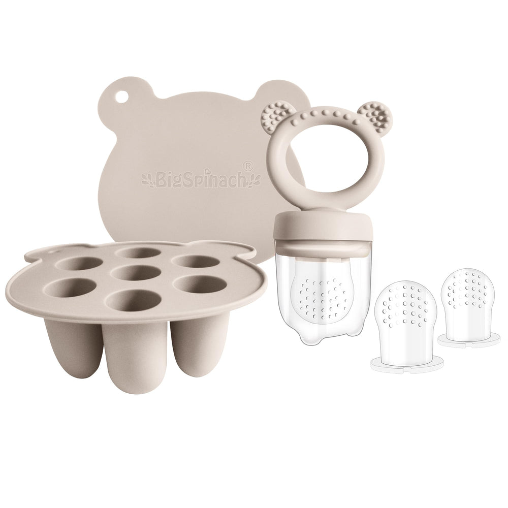 BIGSPINACH frozen breastmilk teether tray shown for soothing teething and popsicle use