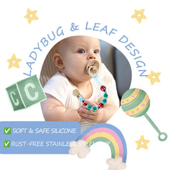 BIGSPINACH pacifier clip shown in daily-use setup with easy cleaning in mind.