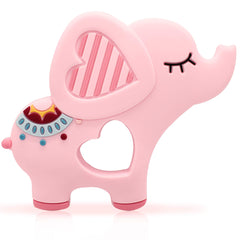 Bigspinach soft pink elephant teether highlights safe silicone for soothing gums
