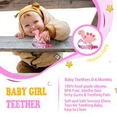 BIGSPINACH teether in freezer provides cooling relief.