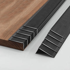 Bikykose stair nosing matte black angle shows durable anti-slip edge protection