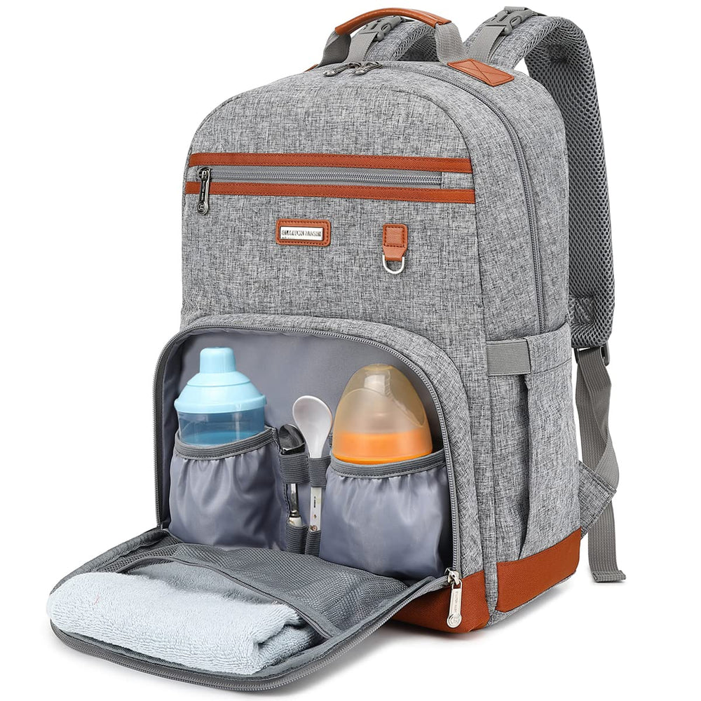 BILLITON MASHI diaper bag exterior grey showcases durable water-resistant fabric for daily travel.