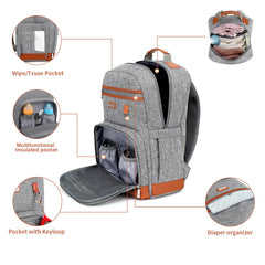 BILLITON MASHI diaper bag interior with 10 pockets keeps baby essentials neatly organized.