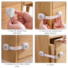 BillyBath cabinet locks attached to a refrigerator door for secure access