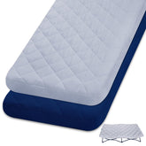 Biloban 2-pack sheet for Regalo My Cot with quilted surface and secure elastic fit.