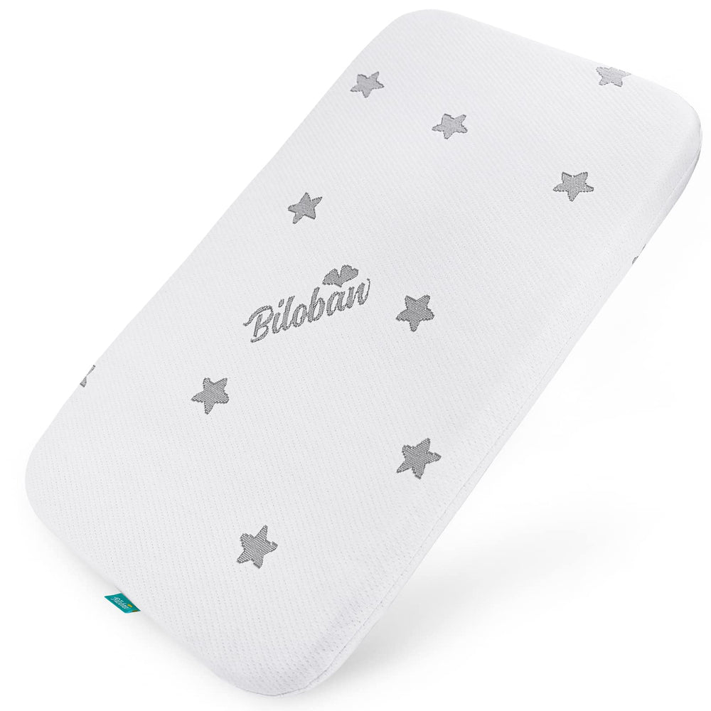 Biloban bassinet mattress pad 18x36-0-8 fits snugly for safe, restful sleep.
