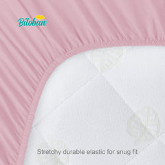 Biloban bassinet-sheet-full-encased-elastic-bottom shows complete edge enclosure for a snug, stay-put fit.