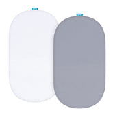 Biloban bassinet sheets 2-pack closeup shows ultra-soft microfiber for gentle baby sleep comfort
