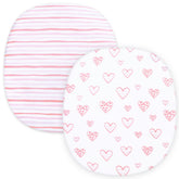Biloban bassinet sheets pink pack showing soft jersey-knit fabric for delicate skin