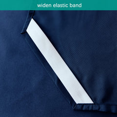 Biloban cot sheet navy breathable microfiber close-up emphasizing texture and breathability