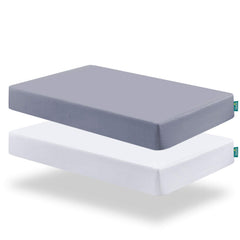 Biloban crib sheet fitted gray and white demonstrates snug fit for standard crib mattresses, promoting baby comfort.