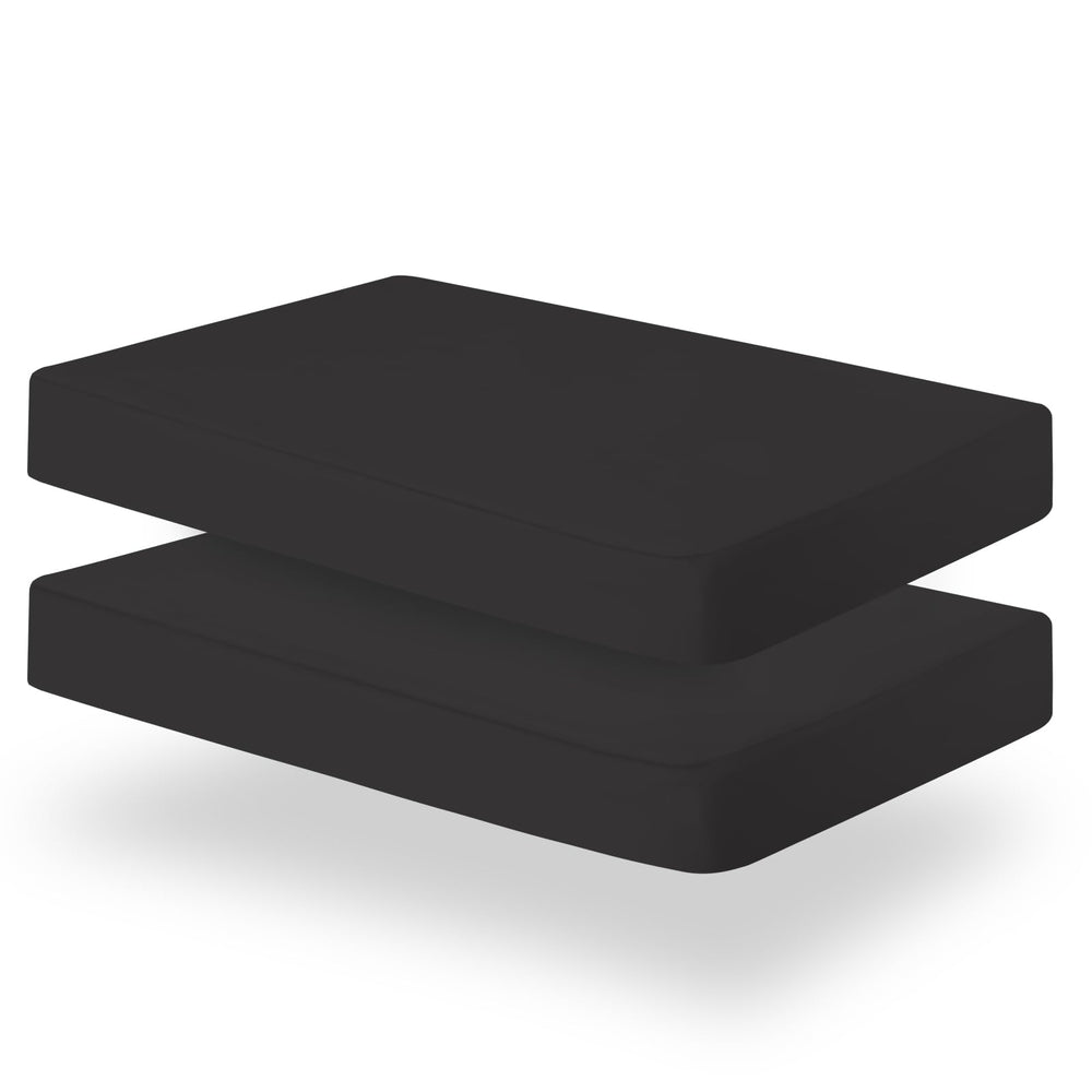 Biloban crib sheets 2-pack flatlay highlights soft microfiber and neutral black for any nursery