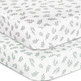 Biloban crib sheets 2-pack with neutral print for soft, safe naps.