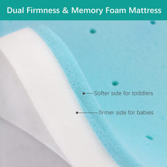 Biloban memory foam topper 2-inch provides cushioned support for growing toddlers.