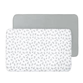 Biloban mini crib sheets fitted in grey snugly cover 38x24 inch mattress.