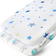 Biloban muslin bassinet sheets 2-pack with snug elastic fit for secure coverage