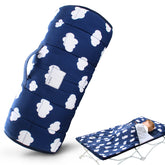Biloban nap mat with pillow close-up shows cozy fleece blanket for comfortable naptime.