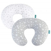 Biloban nursing pillow cover grey-white pattern close-up, silky-soft jersey cotton for gentle skin contact