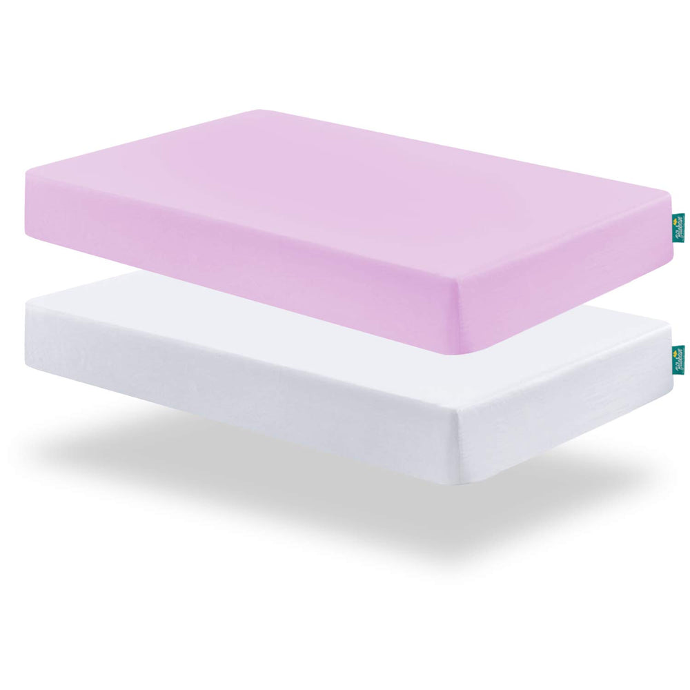 Biloban pack and play sheets with elastic edge for secure fit.