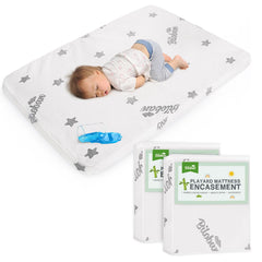 Biloban pack-n-play-mattress-protector-2pack protects portable crib mattresses during naps and play.