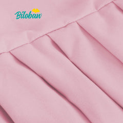 Biloban pink crib skirt ruffle detail highlights decorative finish