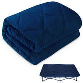 Biloban Regalo My Cot navy sheet with snug fit for travel comfort.