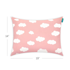Biloban pink cloud pillow used as nap pillow or travel companion for kids