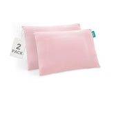 Biloban toddler pillowcase with pink heart pattern provides soft, breathable comfort for delicate skin.