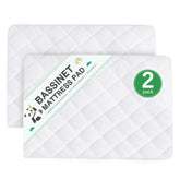 Biloban waterproof bassinet mattress protector side view shows snug, safe sleeping surface.