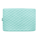 Biloban waterproof playard sheet in aqua keeps mattress dry during playtime and naps.