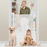 Bingguz 42-inch tall baby gate close-up mesh showing durable safety features