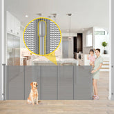 Bingguz reinforced 42-inch extra tall gate closed for wide openings and stair safety.