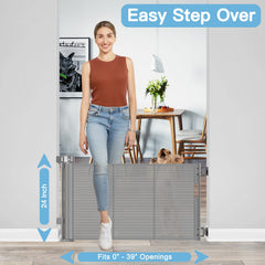 Bingguz Short Dog Gate retractable mesh demonstrates space-saving design