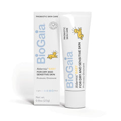 BioGaia Baby Probiotic Ointment tub closeup showing creamy texture for gentle skin hydration.