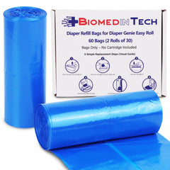Biomedintech Diaper Genie Easy Roll bags side view for mess-free loading.