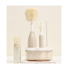 biqin baby bottle brush kit front view with push-foam reservoir for quick cleaning