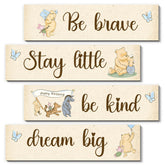 BirtDerr Winnie 4pc wall decor set brightens nursery with playful Pooh characters.
