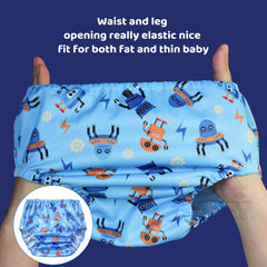 BISENKID rubber overpants showing elastic leg openings for secure fit and comfort.