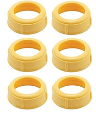 Bitybean yellow Medela wide-base collar ring on bottle for mess-free feeding