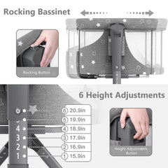BIUSIKAN 3in1 rocking bassinet mode for gentle soothing and smoother naps.