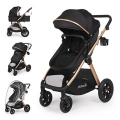 BIUSIKAN 6-in-1 stroller bassinet conversion for newborn comfort and transition ease.