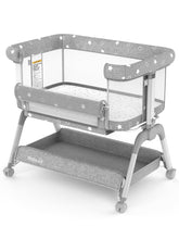 BIUSIKAN Bassinet bedside-sleeper setup shows easy co-sleeping integration with stability.
