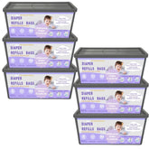 Biuskuku lavender diaper refill bags shown highlighting fresh nursery scent and odor control