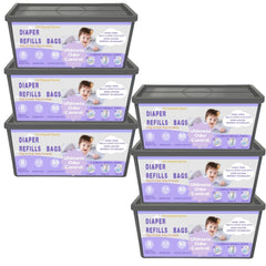 Biuskuku lavender diaper refill bags shown highlighting fresh nursery scent and odor control