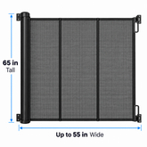 HEELALBABY 65" Extra Tall Retractable Pet & Baby Gate, Reinforced Mesh, Fits Openings Up to 55" Wide, Black