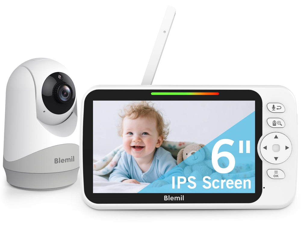 Blemil Upgrade video monitor 6-inch screen for crystal-clear nursery viewing.