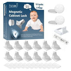 Blessimo 12-pack magnetic cabinet locks ready for quick baby-proofing.
