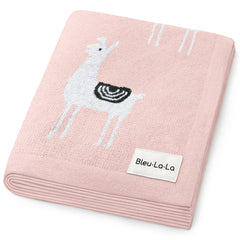 Bleu La La llama pink swaddle closeup highlights breathable cotton softness for newborn skin